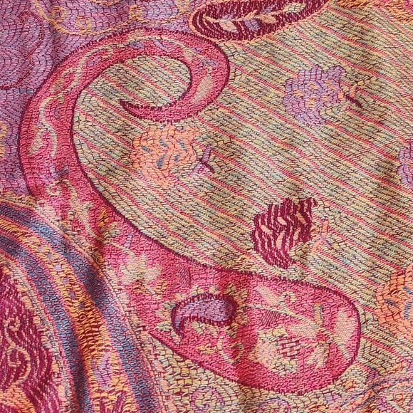 Pashmina Scarf Purple 100% Cashmere Paisley Floral Fringe Wrap Bohochic Gift - Picture 9 of 13
